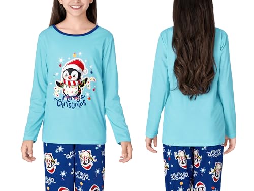 Image of Beezizac Girls Pajamas Cute Print Short /Long Sleeve Pants Set Size 6-18