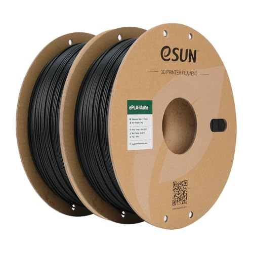 Image of eSUN Matte PLA Filament 1.75mm, 1KG per Spool, 2 Spools Matte 3D Printing Filament for 3D Printers, Deep Black