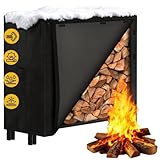 Amagabeli 1.2m Firewood Rack with Cover - Compact Log Store for Small Gardens, Heavy-Duty Steel &...