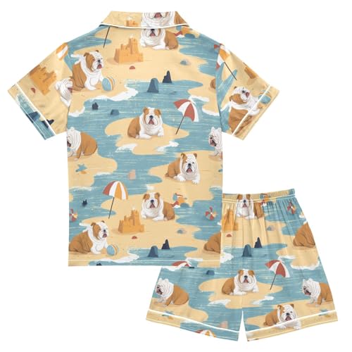 Pug Dog Beach Umbrella Pajamas Set Soft Pjs Sets 2 Piece Short Sleeve Sleepwear Casual Loungewear2