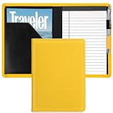 Euousu A5 Padfolio Business Portfolio Folder,Junior Size Document Folder Organizer, Padfolio with Interior Pocket and Pen Loop, 5 x 8 Writing Pad Included. Yellow