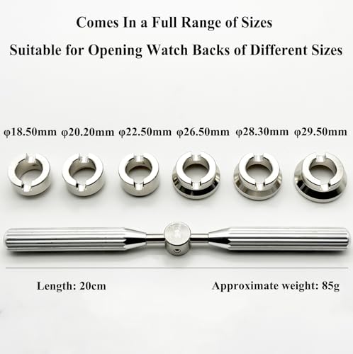 TICFROG Watch Back Remover Tool Kit, 5537 Series Watch Case Back Opener Removal Tool with 6 Dies (18.5-29.5mm) and 18cm Cleaning Cloth, Watchmaker Tools for Rolex Tudor and Other Wristwatchs Battery Replacement by TICFROG - Used condition - Image 3