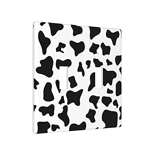 Xrelzrs Double Toggle Light Switch Cover Decorative 2 Gang Wall Plate Funny Lightswitch Wallplate 4.5 X 4.5 Inch Standard Size Black And White Cow Print, Black And White Wall Plate (Sintole) #TOP2
