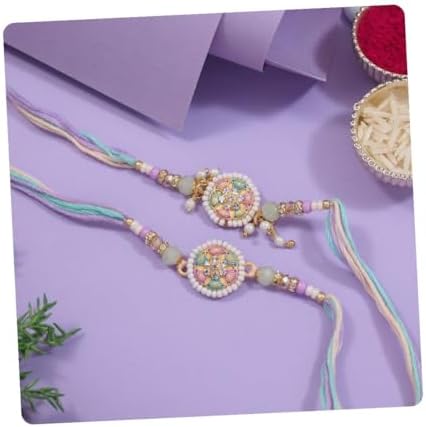 Elegant Kundan & Pearl Bhaiya Bhabhi Lumba Rakhi Combo Set with Roli Chawal & Rakshabandhan Card