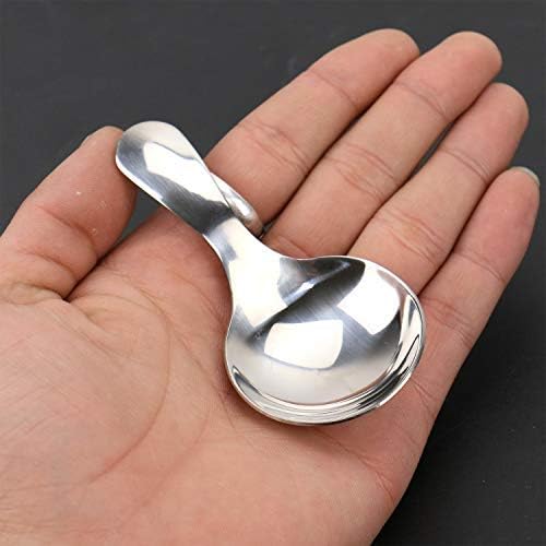 JETEHO 6 PCS Silver Stainless Steel Short Handle Spoons Mini Salt Spoons Condiments Spoon Dessert Spoon Tea Coffee Spoons