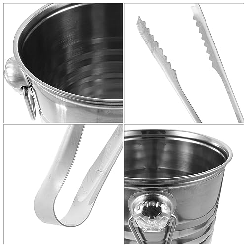 UPKOCH Balde De Gelo De Aço Inoxidável 5L Isolado Balde De Cubo De Gelo Com Pinça De Gelo Para Refri