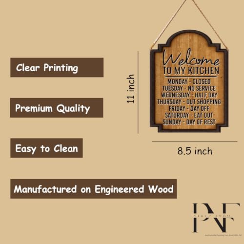 Image of pnf Poster And Frames Quotes Printed Welcome to Kitchen Wooden Wall Door Sign Hangings | Home Decoration Item | For Living Room, Kitchen Door | Best Gifting Option 1021