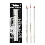 FUBAINA 3 Pcs White Sketch Charcoal Pencils -Professional Hight Quality Sketch Highlight White...