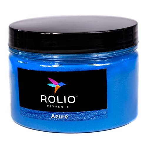 Rolio - Mica Powder - 1 Jar Of Pigment For Paint, Dye, Soap Making, Nail Polish, Epoxy Resin, Candle Making, Bath Bombs, Slime - 100G / 3.5Oz(Azure) #TOP6