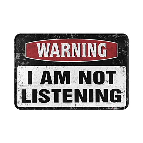 Tapis de gel Warning I'm Not Listening anti-saleté pour porte entrée extérieure - 4