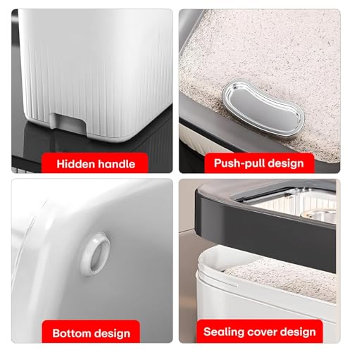 Image of Rioware Rice Storage Container- 5Kg+5Kg (Set of 2) Kitchen Dispenser Set Containers | Airtight Moisture Proof Plastic Grain Dispensers | Rotating Daal Store Box - Greyish White Ricelux