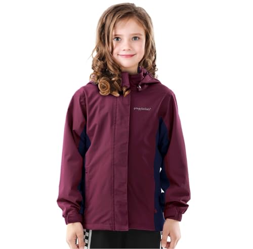 Image of YINGJIELIDE Boys Girls Waterproof Rain Jackets Kids Easy to Fold Windbreaker Lightweight Outdoor Hooded Raincoat