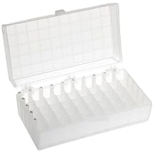 Heathrow Scientific 120032Natural Polypropylene 50-Well Microtube Storage Box, 141mm Length x 92mm Width x 56mm Height Pack of 5