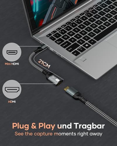 Nersligek Mini HDMI auf HDMI Adapter, 4K 60Hz Mini HDMI Adapter mit 3D HDR 18Gbps kompatibel mit DSLR, Camcorder, Laptop, Tablet, HDTV, Projektor, Kamera