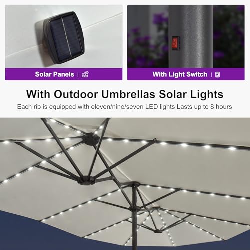 Image of PURPLE LEAF Patio Umbrella 14ft with Base and Solar Lights Outdoor, Cream