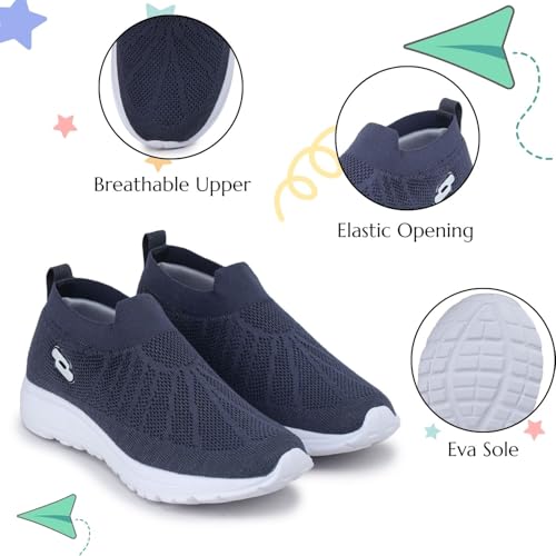 Image of TRASE Sports Slip-On Shoes for Kids | Knitted Upper Lightweight Footwear for Boys & Girls | Comfortable EVA Sole and Breathable Shoes for Walking & Play