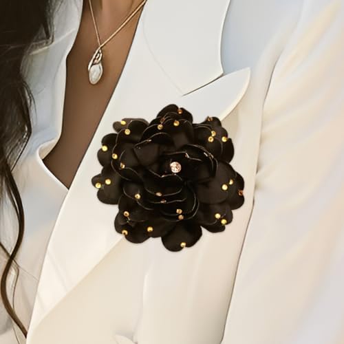 Image of CSIYANJRY99 Dainty Feather & Rose Flower Large Brooch Lapel Pins Delicate Elegant Handmade Flower Brooches Pin Classic for Wedding Party Dance Banquet for Women Dress Suit Ceremony Clothes Accessories Jewelry Valentine's Day Gifts