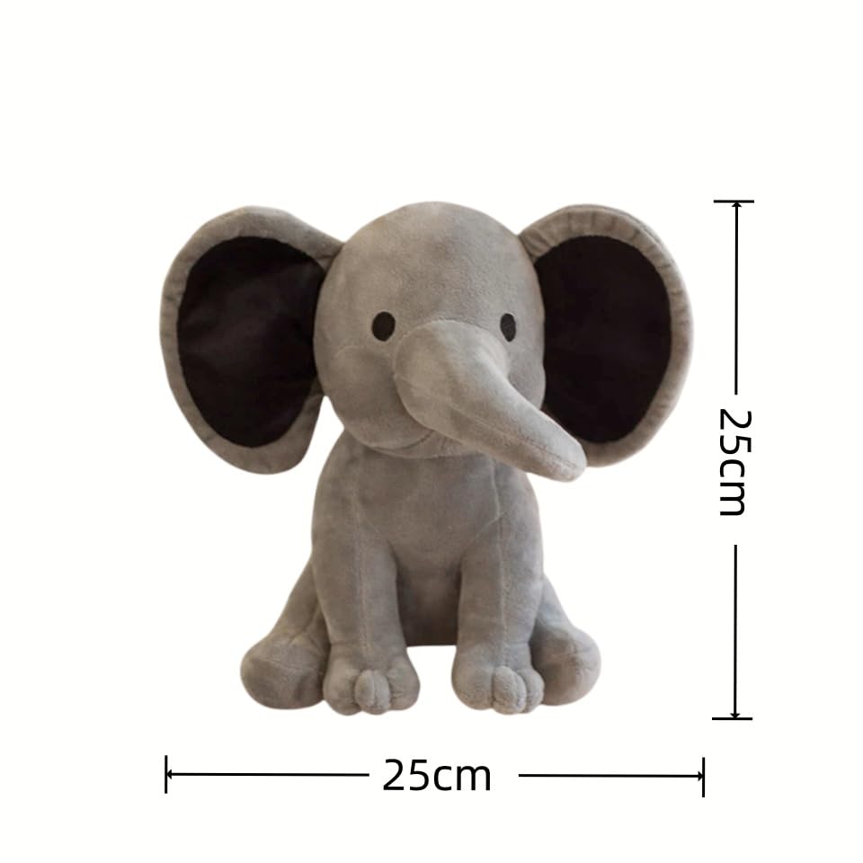 AOLIAY 25cm Grau Plüsch Elefant Kuscheltier,Cartoon Elefant Tier Plüschspielzeug Plüschtier Stofftier für Babys Kinder Jungen Mädchen,Elefant Plüsch Stofftiere für Kinderzimmer Raumdekoration