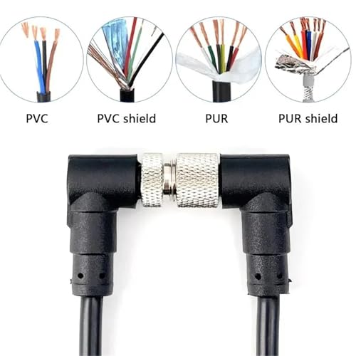 Câble d'extension M12 blindé anti-interférence à coude mâle 8P 1M