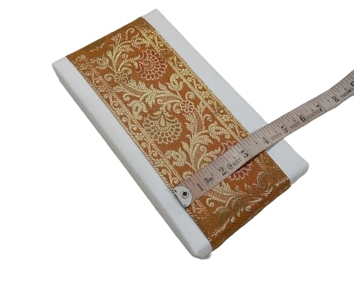 Image of Brocade Ethnic Work 9 Meter Laces and Borders Material for Dresses, Sarees, Lehenga, Suits, Blouses, Dupatta, chunri and Crafts (Mustard Yellow)