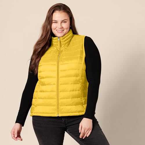 Amazon Essentials Damen Leichte wasserabweisende und packbare Steppweste, Gelb, XL