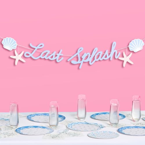 xo Fetti Last Splash Banner - Blue + White Foil | 6 Ft. | Bachelorette Decorations Bridal Party Sign Bride To Be Background Beach Bach Supplies