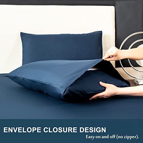 Overket Queen Sheet Set Ultra Soft Queen Bed Sheets 1800 Series Luxury Cooling Sheets-100% Microfiber-Breathable-Wrinkle Free - Queen Size（Navy） -6Pc #TOP2