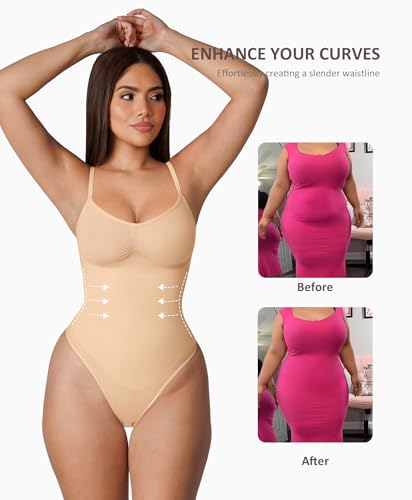 Image of FeelinGirl Shapewear Bodysuit for Women Tummy Control Waist Bodysuit Thong Shapewear Body Shaper Going Out