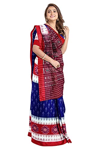 Image of Odisha Sambalpuri Handloom Ikat Women's Cotton Saree, Odisha Handloom Handmade Pure Cotton Khandua Saree, Ikkat Orissa Traditional Handloom Saree Without Blouse