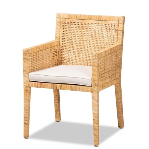 Sillón Madera y Ratán Natural con Cojín
