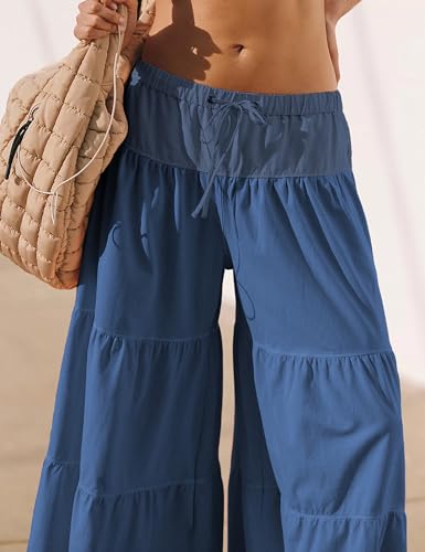 Womens Casual Loose Wide Leg Pants Flowy Drawstring High Waisted Palazzo Pants with Pockets4