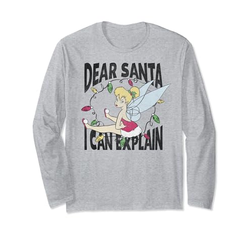 T-shirt Peter Pan Disney Clochette Noël manches longues imprimé graphique rigolo