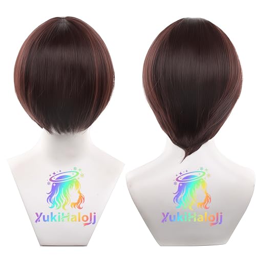 YukiHalolj 12 Inch Short Face-Framing Layers Wig Black Cherry Red
