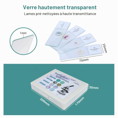MAXLAPTER 100 Lames Microscope Préparées avec Spécimens pour Enfants – vue 2