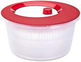 Lieferumfang: 1 Emsa Salatschleuder Basic, 1 Siebeinsatz, 1 Deckel, Volumen: 4 Liter, Material: Kunststoff, Farbe: Rot/Transparent