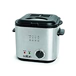 Salton Compact Deep Fryer | 1.0L (1 Quart) Oil Capacity | 800W | Adjustable Temperature Control | Durable Stainless Steel | Non-Stick Coated Bowl with Viewing Window & Odor Filter | DF1539