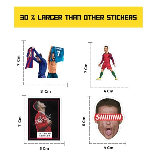 Image of Pack of 35 Random Cristiano Ronaldo Stickers for Laptop /Mobile /Mobile /Journal /Diary /Guiatar etc. (Pack of 35) (Ronald0)