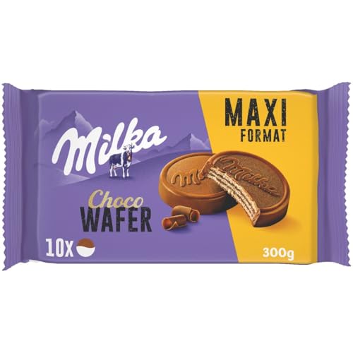 Milka Choco Wafer Galleta Barquillo con Relleno de Cacao y Cubierto de Chocolate con Leche de los Alpes, Pack Familiar 300g