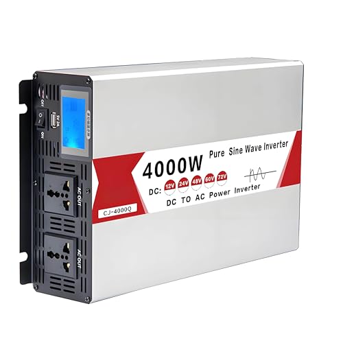 Falownik sinusoidalny 4000 W do 8000 W, 12 V-60 V DC na 110 V/220 V AC, wyświetlacz LCD, idealny do samochodów, kamperów, łodzi, biwakowania, rozwiązań zasilania off-grid