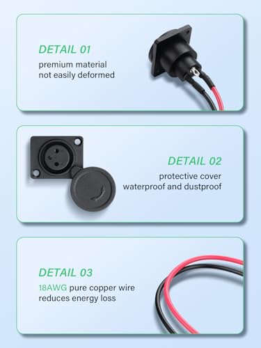 PNGKNYOCN XLR-Ladeanschlussbuchse, 3-polige XLR-Buchse mit wasserdichter Abdeckung, kompatibel mit Motorrädern, Elektrorollern, Laufrädern usw. (2er-Pack)