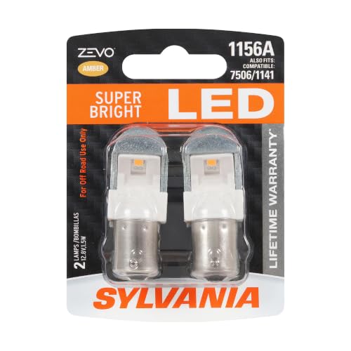 SYLVANIA - 1156 ZEVO LED Amber Bulb - Bright LED Bulb, Ideal for Park and Turn Lights (Contains 2 Bulbs)