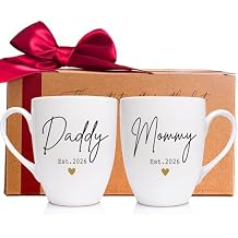 Mommy & Daddy Coffee Mugs Gifts for New Parents 2026, Mom and Dad Mug Set Perfect for Expecting & First-Time Parents, Pregnancy Announcement, Baby Reveal Mug -246
