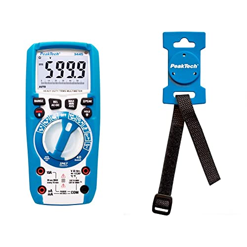 PeakTech 3445 - True RMS Digital Multimeter mit 4.0 Bluetooth, Wasserdicht (IP67), 6000 Counts, Strom - CAT III 1000V & Mehrzweck Magnethalter für Werkzeuge und Messgeräte 1 Stück, P 7100
