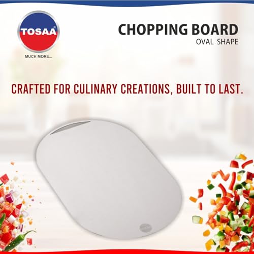 Image of Tosaa (DP101 L) Stainless Steel Chopping Board Vegetable,Fruit Cutting, Kneeding, Cake Prep, Heavy Duty Chopping-Board - 1.5MM