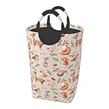 LIBIFALL Forest Animals Large Laundry Basket Cute Deer Fox Laundry Hamper Bag Collapsible Laundry Baskets Clothes Hamper with Handles Woodland Animal Storage Baskets For Bathroom,Dorm,Family 50L