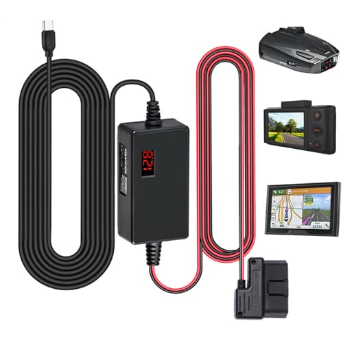 Tuxxjzm Cable convertidor de vigilancia de aparcamiento, cable de descenso para grabadora de conducción, ángulo izquierdo GPS de conducción de 12-24 V a 5 V/3 A, cable convertidor | Accesorios para