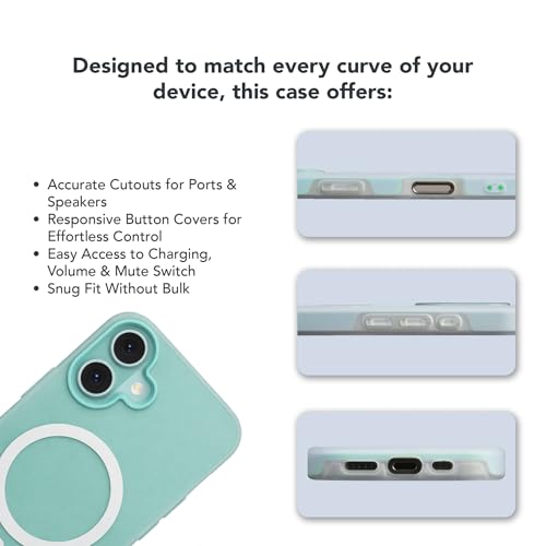 Image of Hupshy iPhone 16 Back Cover with Camera Protection Rings, Kickstand-Matte /Anti, Non-Slip, Camera Glass Protection,Transparent Shockproof Cover for iPhone 16 (Mint)