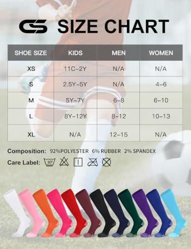Image of CS CELERSPORT 2 Pack / 3 Pack Baseball Socks for Youth Kids and Adult Softball Soccer Socks Over the Calf Tube Socks