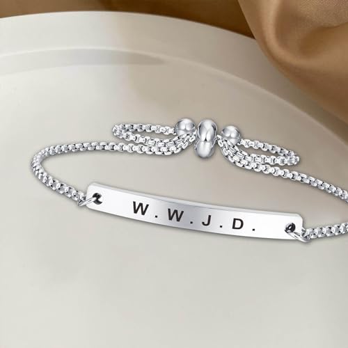Jzxwan WWJD Bracelet Gifts What Would Jesus Do Link Jewelry for Women4