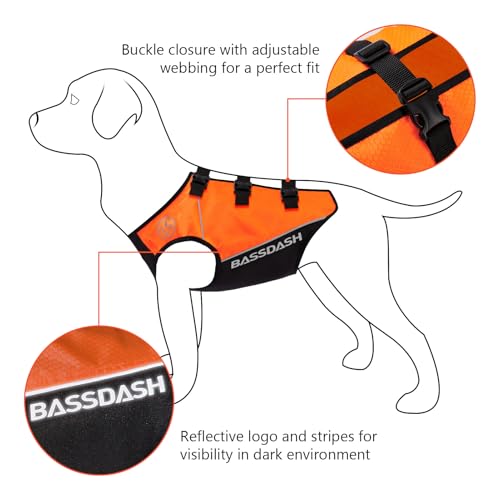 image for BASSDASH Dog Safety Vest Lightweight Water Resistant Chest Protection 